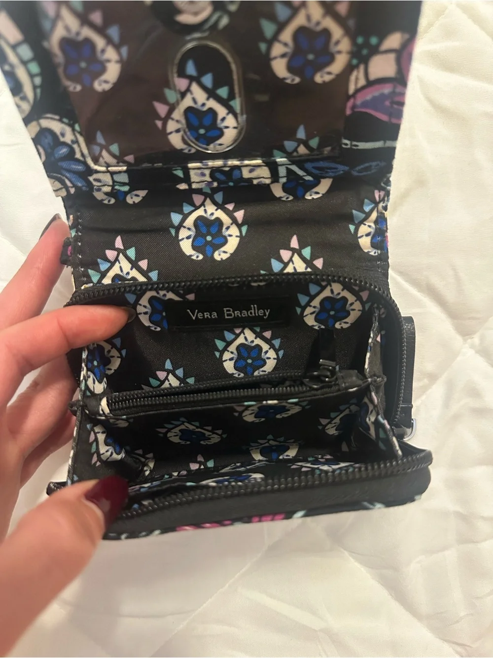 Vera Bradley Small Wallet Black Multicolor Floral Wristlet